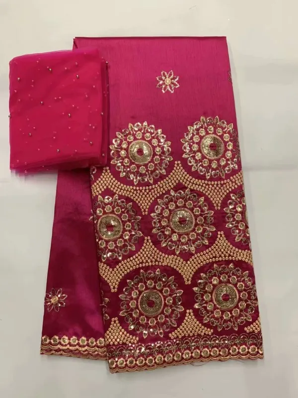 Африканский Джордж кружево с 2 ярдов бусины Тюль Кружево Высокое качество Ткань