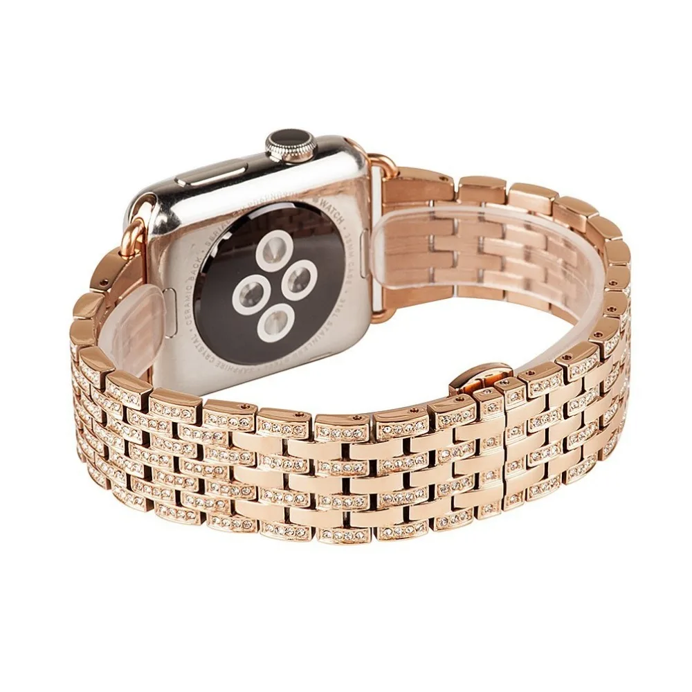 Сменные Ремешки для наручных часов Apple Watch Series 5, 4, 3, 2, с украшением в виде кристаллов Стразы Роскошные туфли-лодочки на платформе, ремешок для наручных часов IWatch, 42/38/44/40 мм Для женщин браслет