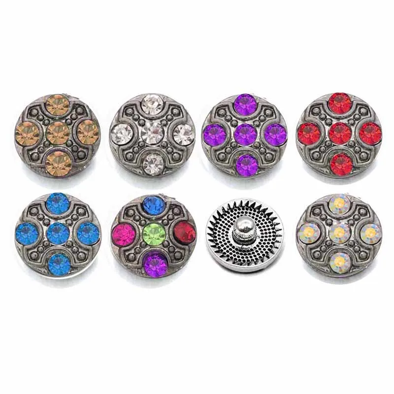 

Wholesale Flower 002 12mm Snap Jewelry Rhinestone Metal Snap Buttons Fit 12mm Snap bracelets Earrings necklace For women