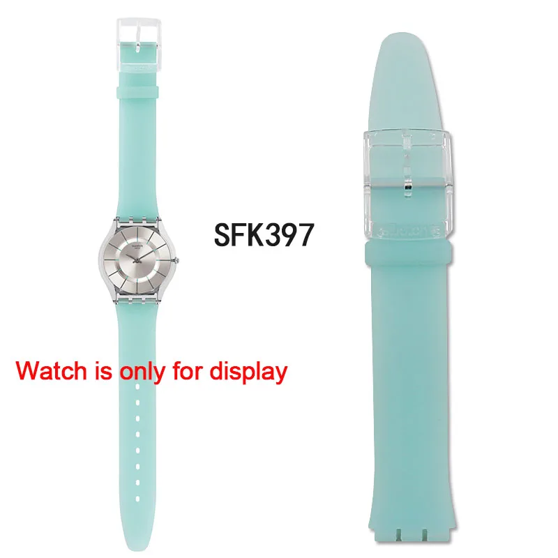 Силиконовый ремешок пряжка аксессуары для часов Swatch Кожа Лоскут SFK397SFK360SFK361 спортивный водонепроницаемый женский ремешок для часов - Цвет ремешка: SFK397