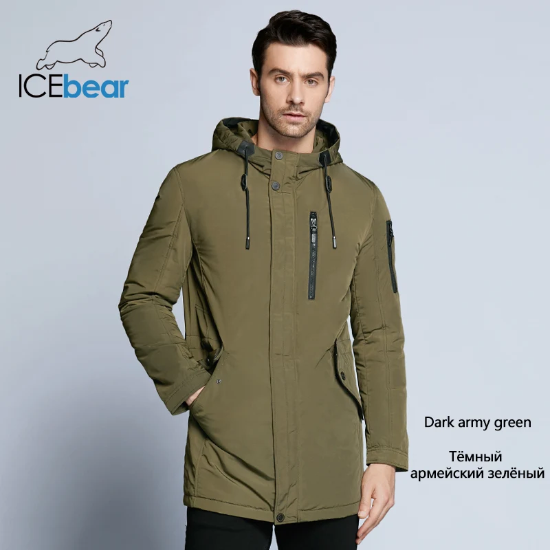 M829 dark army green ICEbear Новая Осенняя мужская куртка короткое повседневное пальто с капюшоном мужская куртка высококачественная ткань мужская хлопковая MWC18228D - Цвет: M829 dark army green