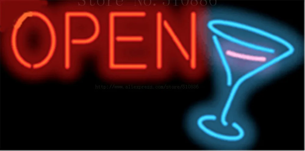 

Неоновая вывеска для коктейля, открытый стеклянный светильник для пива, бара, паба, рекласветильник лампа для магазина, бара, напитков, 17*14 д...