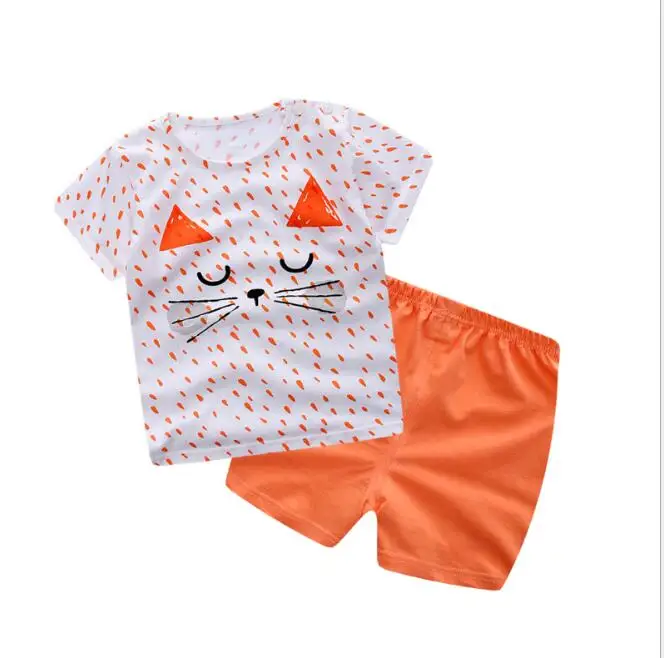 Baby Girl Toddler Boy Summer Clothes Sets Infant Clothing Outfits For Kids Little Unisex Set Cute TShirt Shorts 2 Piece | Детская одежда