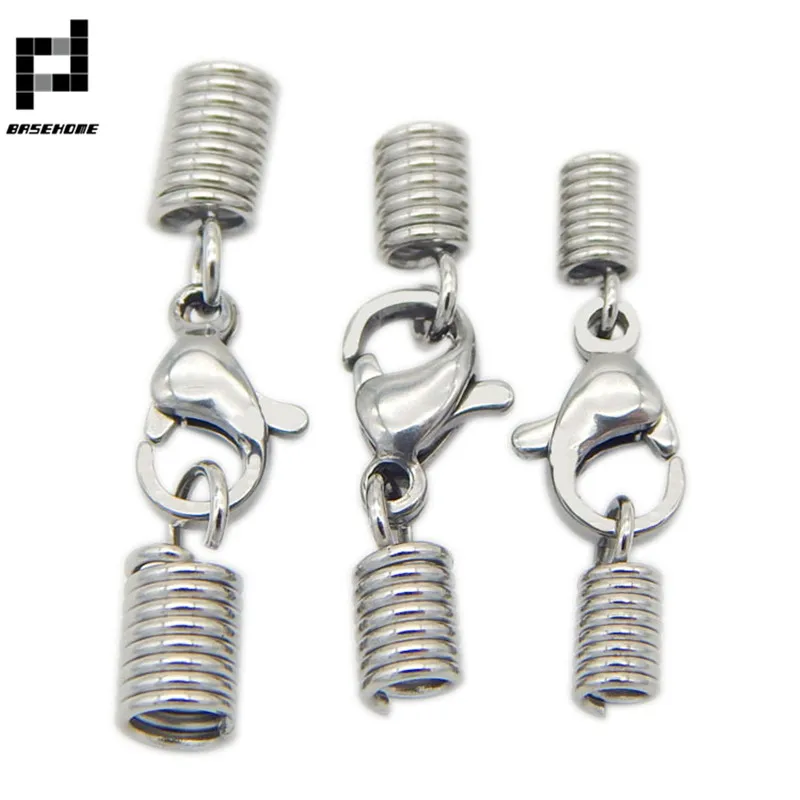 BASEHOME 10pcs/lot Stainless Steel End Caps Hook Claps Fastener Clasps Fit Cord Clips DIY Leather Bracelet Connector | Украшения и