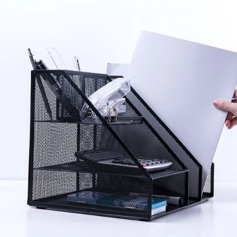 

Home Office Desktop Office storage File Rack Organizer Sorter Black Metal Mesh