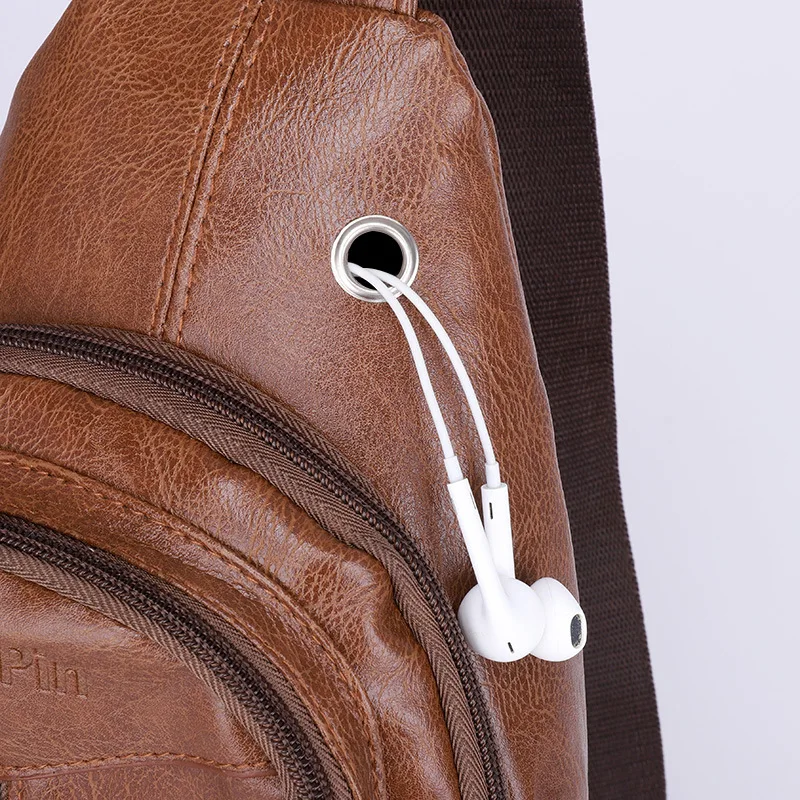 Fashion Chest Bag For Men Man Casual Crossbody Male pu Leather Designer Bolsos |