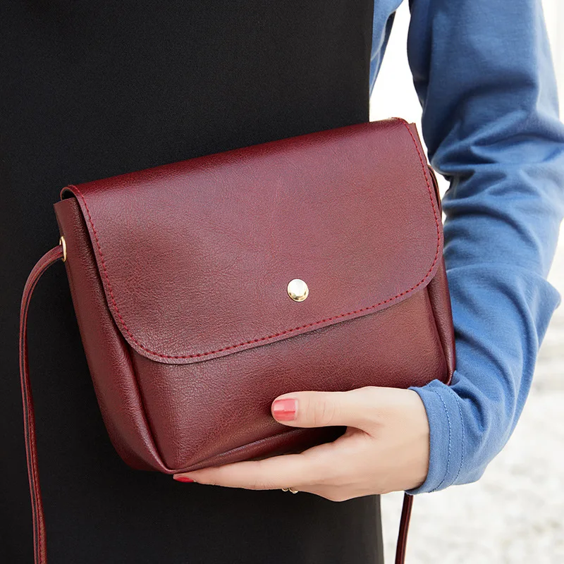 2019 модная женская однотонная маленькая сумка из искусственной кожи через плечо