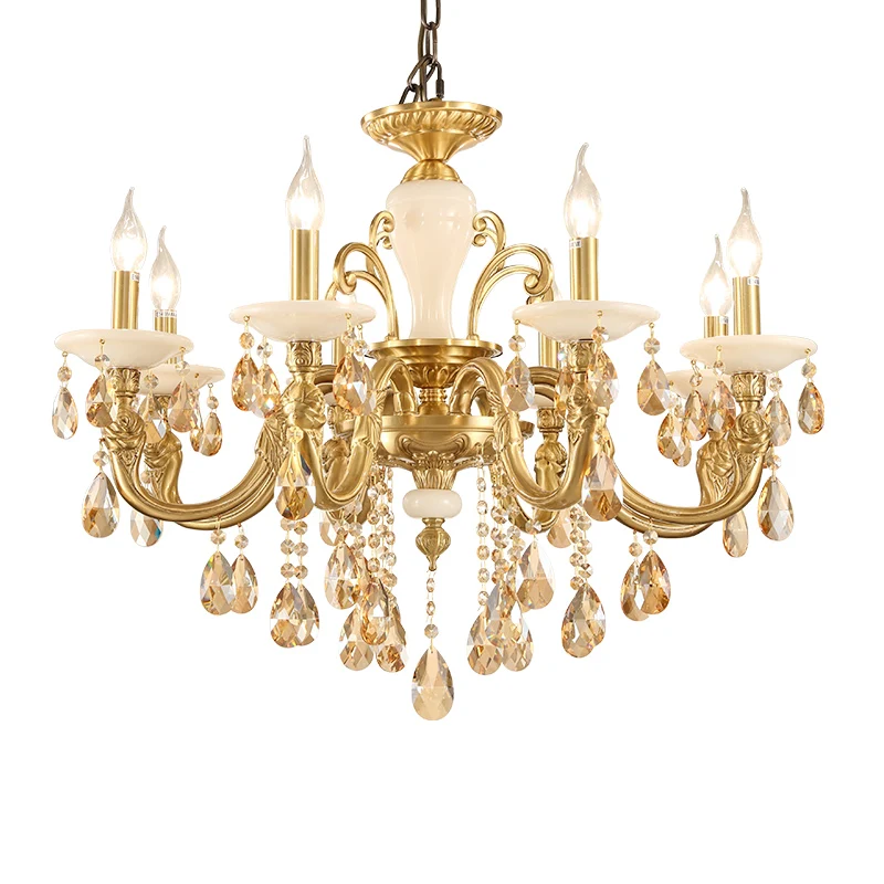 Latin American style Led Jade lamp Chandelier Crystal drop Lights sitting room Restaurant Retro hanging Copper | Лампы и освещение