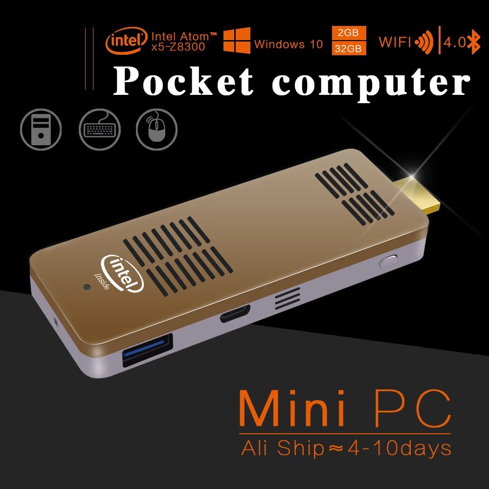 Мини-Пк Небольшой Четырехъядерных Процессоров Atom Intel Z8300 Windows 10 Wi-Fi Usb Bluetooth TV BOX