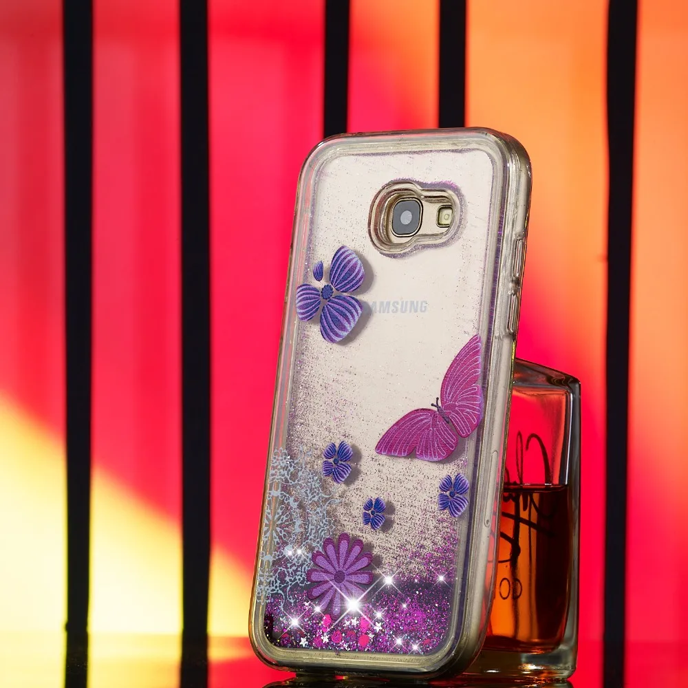 Блестящий плавающий чехол с зыбучим песком для Galaxy A3 A5 2016 A310 A510 из ТПУ Samsung 2017 A320 A520