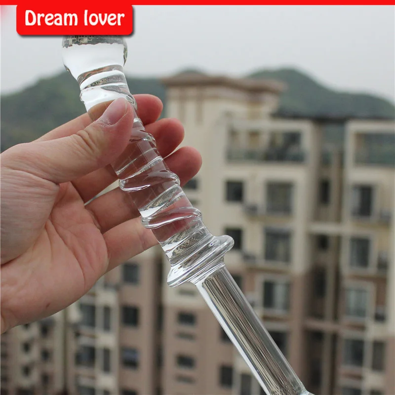 Очень длинные большие розовые резные стеклянные фаллоимитаторы с кристаллами