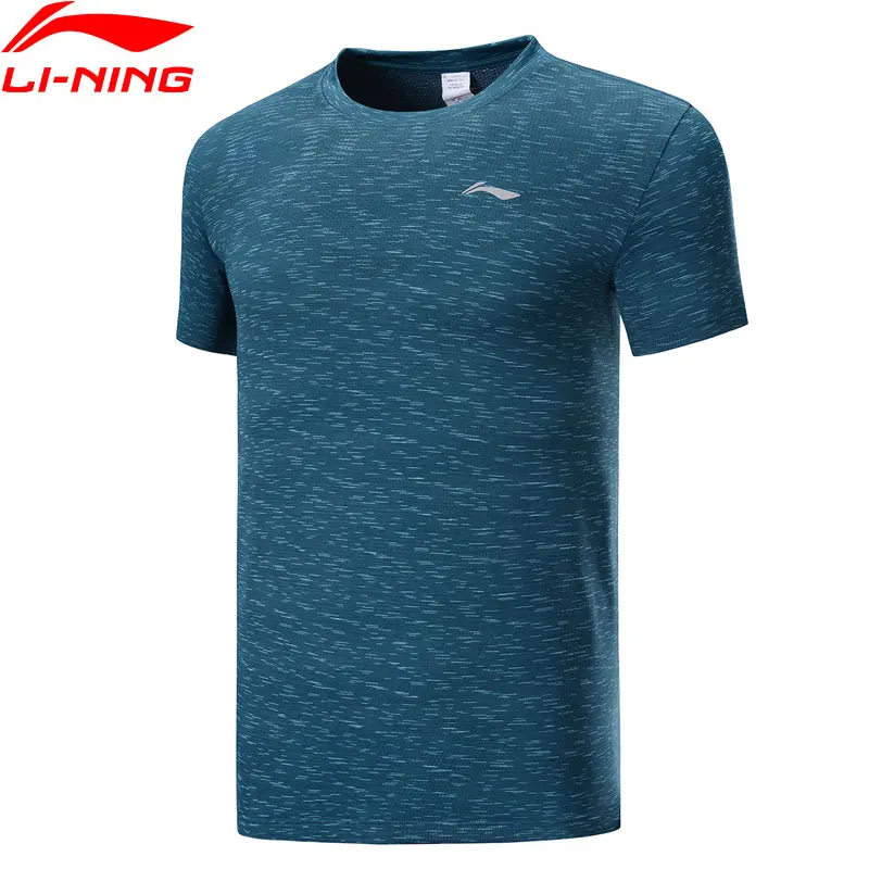 Li-Ning мужские футболки с коротким рукавом для бега, обычная посадка, нейлон, полиэстер, подкладка, спортивная сетка, дышащие футболки ATSP125 CAMJ19
