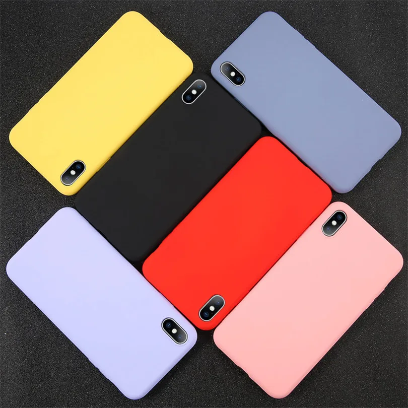 USLION For iPhone 11 Pro Max 6s 7 8 Plus Case Candy Solid Color Silicone Phone Cases X XR XS Nax Soft TPU Back Cover |