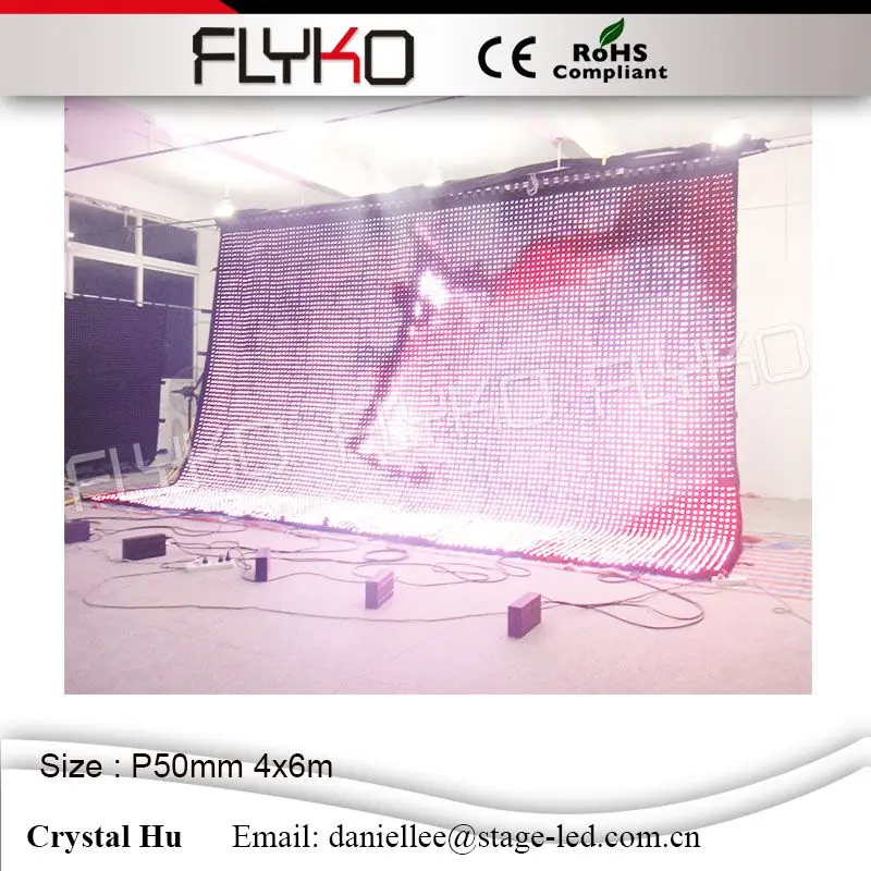 Flyko мобильный декорации диджея LED шар видео занавес в 2016 P50mm 4x6m | Освещение