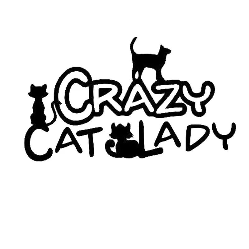 14 см * 8 Виниловая наклейка Crazy Cat Lady автомобильная черный/серебристый цвет |