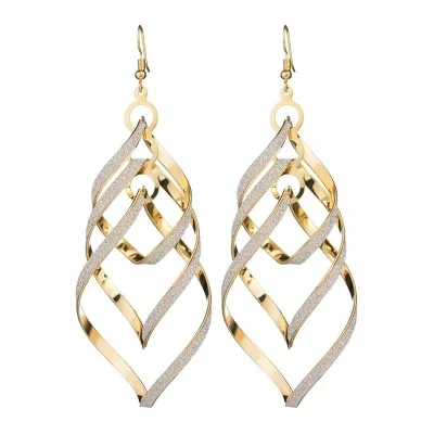Fashion Women Earrings Gold Filled Spiral Scrub Long Dangle Drop Jewelry Gifts Beautiful Oorbellen Flawless Bijoux | Украшения и