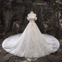 luxurious appliques tiered tulle sweetheart wedding dress vintage embroidery lace ruffled royal train a line bridal dress