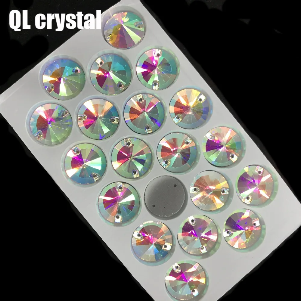 QL с украшением в виде кристаллов 18 мм Rivoli Шить на Стразы прозрачный усеяны