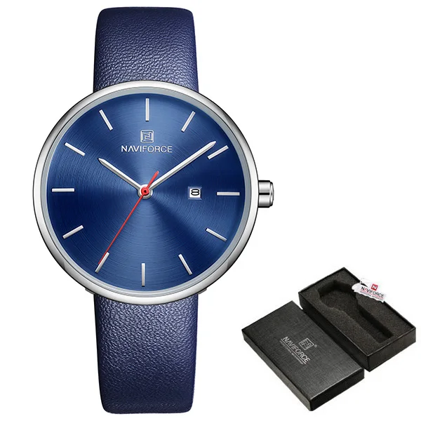 BlueBlueWithBox NAVIFORCE Корея женские часы модные повседневные Кварцевые женские простые часы водонепроницаемые наручные часы подарок для девочек Relogio Feminino - Цвет: BlueBlueWithBox