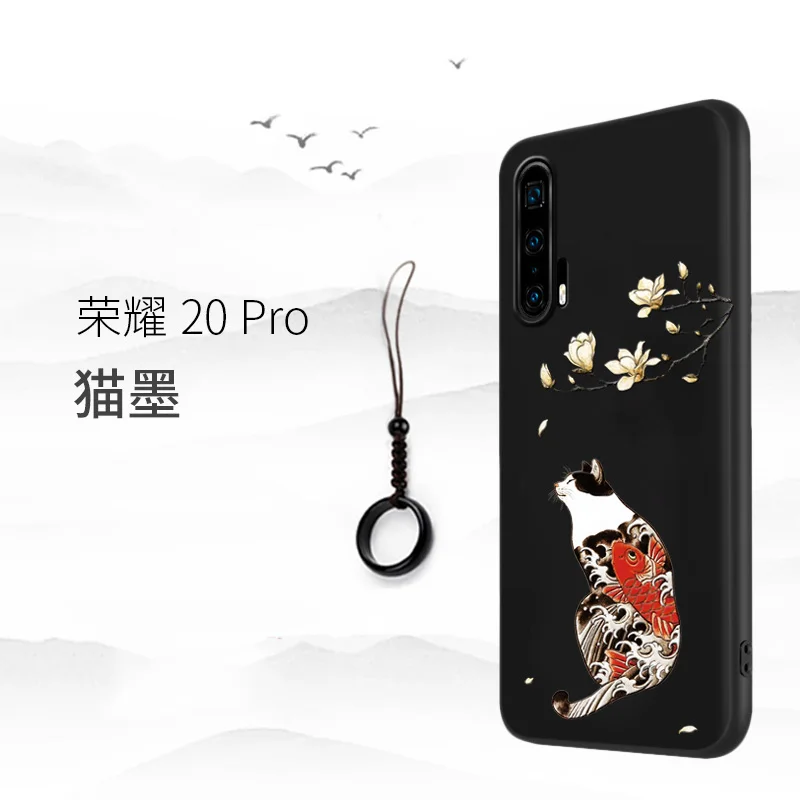 Чехол для телефона Honor 20 Great Emboss Huawei PRO 20i V20 чехол Kanagawa Waves Carp Cranes 3D Giant relief