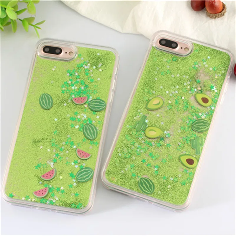 Роскошный чехол накладка для iPhone 6 6S 7 7Plus с рисунком фруктов арбуза сверкающих