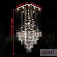 high quality led k9crystal chandeliers square pendant light lighting lamps fixtures ac 100 to 240v clear k9 crystal