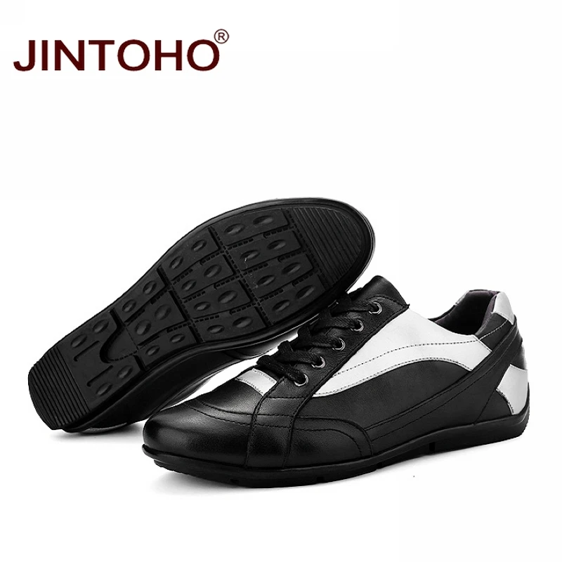 Мужская обувь JINTOHO большие размеры из натуральной кожи с блестками на плоской