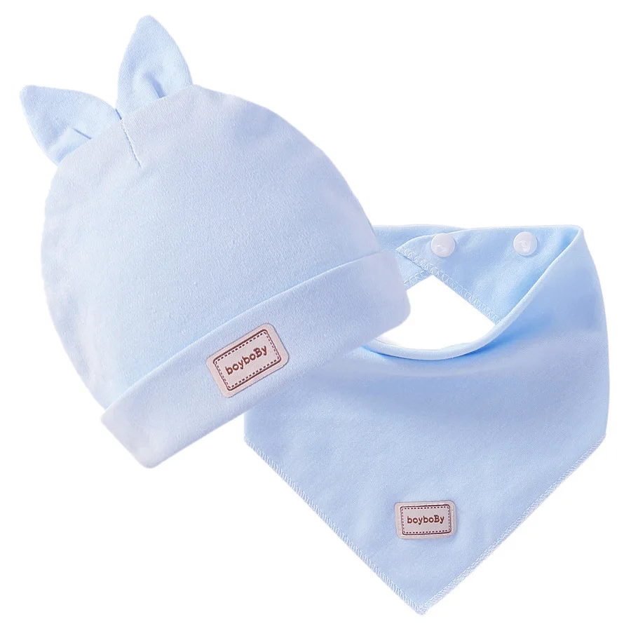 2018 Cotton Newborn Baby Caps With Ear Girls Boys Sun Hats Bow Bibs Spring Summer Clothing Accessories | Детская одежда и обувь