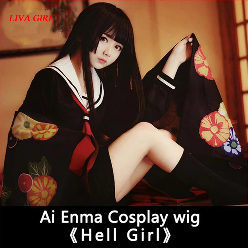 Парик для косплея LIVA GIRL из аниме Хеллоуин девушка|hell girl cosplay|hell girlgirl cosplay |
