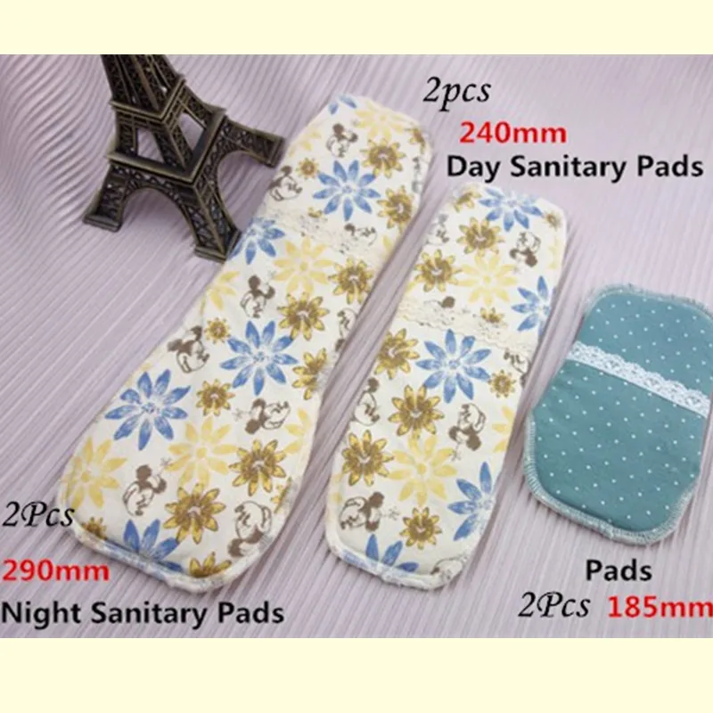 6Pcs Mix 3 size Reusable Washable Sanitary Pads Menstrual Pad Cloth Maternity Mama napkin Panty Liners Day / night | Красота и