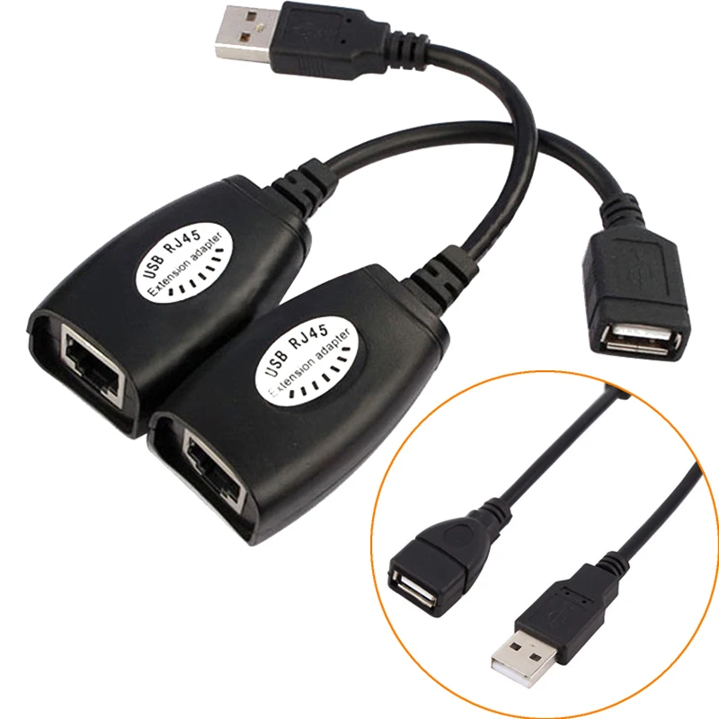 Высококачественный новый удлинитель Ethernet USB RJ45 Cat5e/6 кабелей адаптер LAN комплект