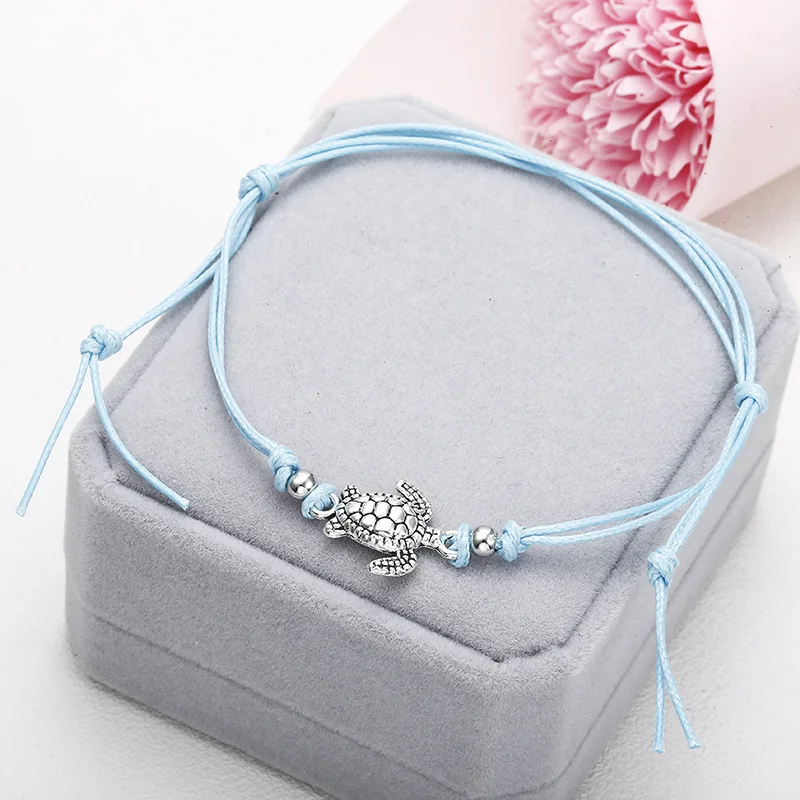European and American beach foot chain Ancient Silver Turtle wax rope footwear for men women | Украшения и аксессуары