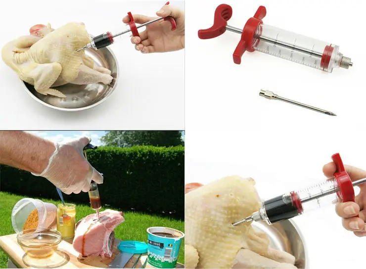 Маринад инжектор барбекю гриль вкус шприц приготовления мяса птицы индейки