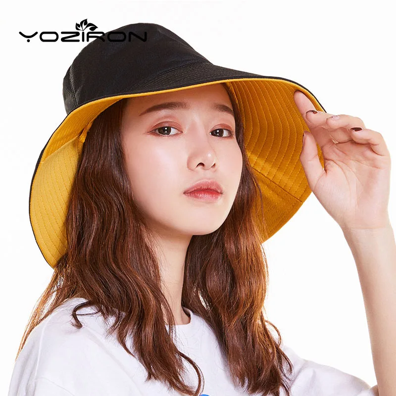 

Black Bucket Cap Man Women Unisex Cotton Bucket Hats One Hat Two Wearing Methods Wide Brim Adult Flat Fisherman Hats Cap Panamas