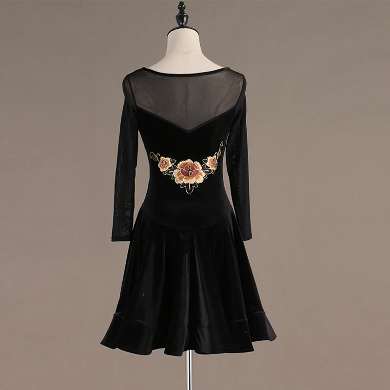 Женское черное платье для латинских танцев костюмы латиноамериканских Танго