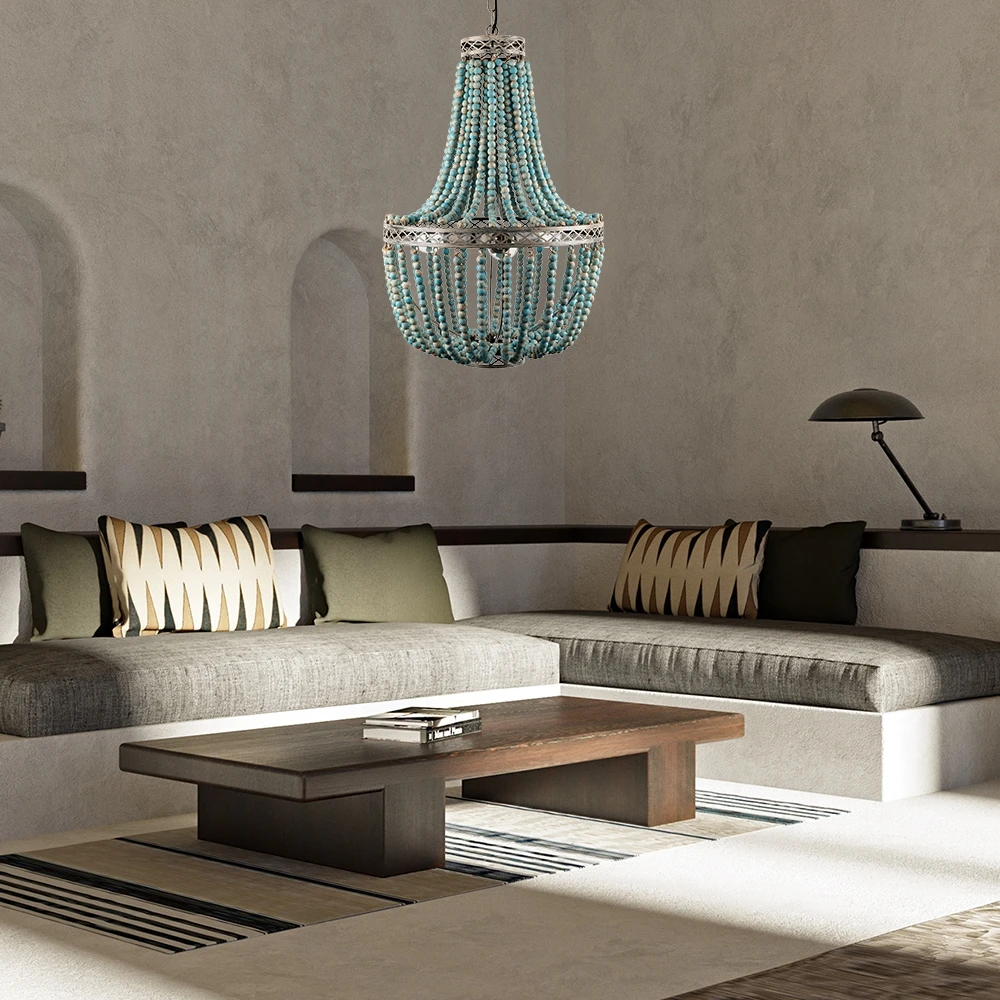 Современная Европейская винтажная Подвесная лампа в стиле лофт с голубыми