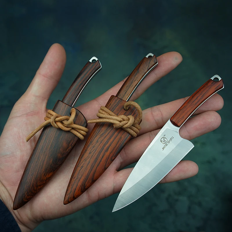 12C27N Steel Handwork Mini Gyuto Full Tang Fixed Blade Knife Outdoor Camping EDC Tools Paring Knives with Wooden Scabbard | Инструменты