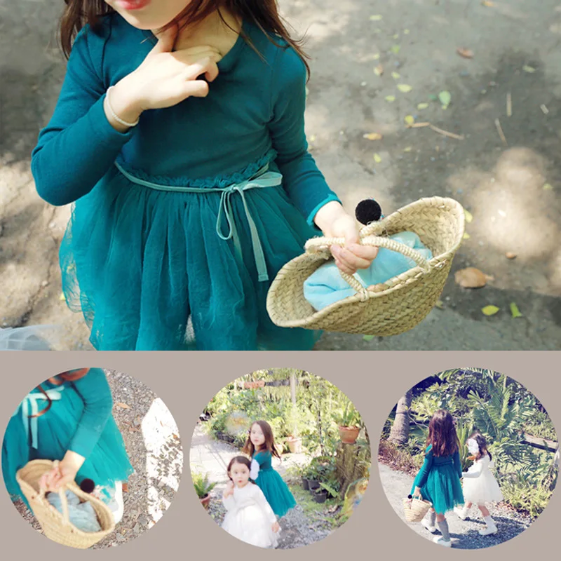 Elegant Girl Party Dresses 2018 Spring New Girls Tulle Dress Cotton Long Sleeve Tutu Wedding DQ251 | Детская одежда и обувь