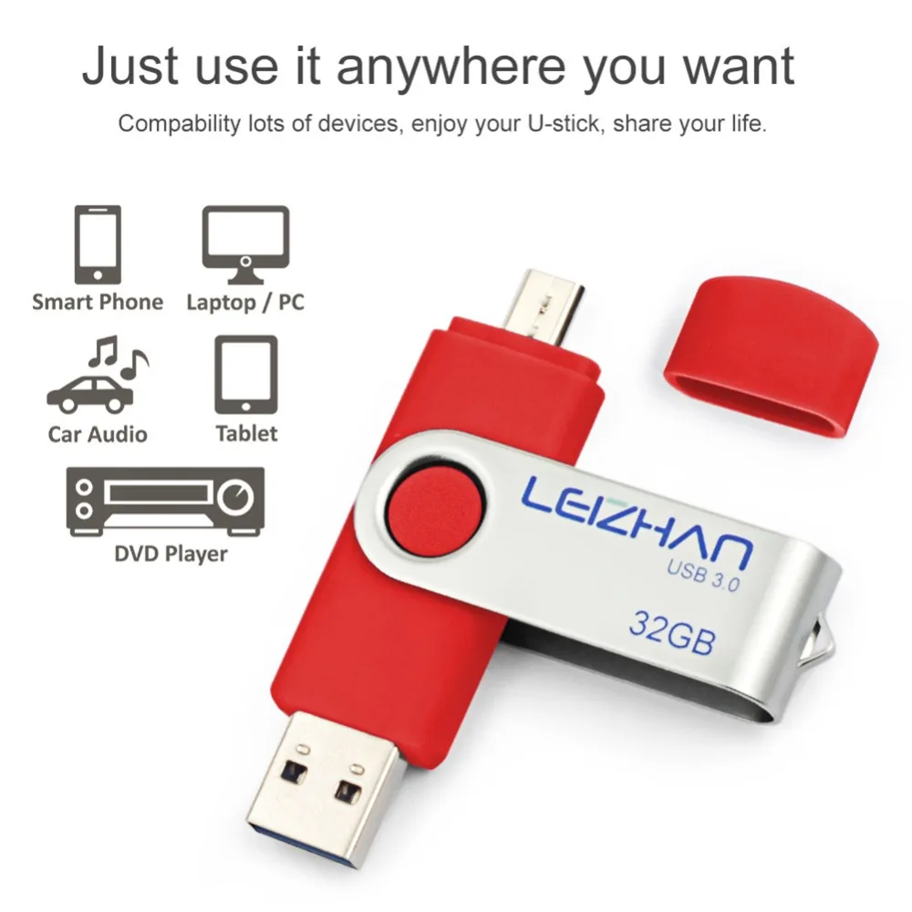 LEIZHAN USB карта памяти 64 Гб 3 0 высокая скорость 128 OTG флеш накопитель для Android телефона