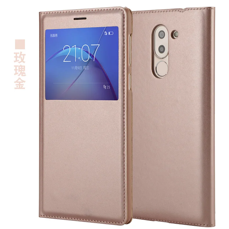 Роскошный кожаный чехол для huawei Honor 6X, чехол-книжка с окошком для huawei Honor 6X5,", Чехол Для Телефона - Цвет: rose gold
