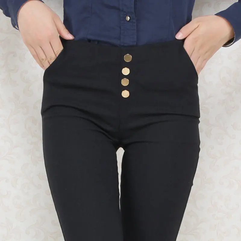Женские офисные брюки размера плюс повседневные обтягивающие хлопковые на