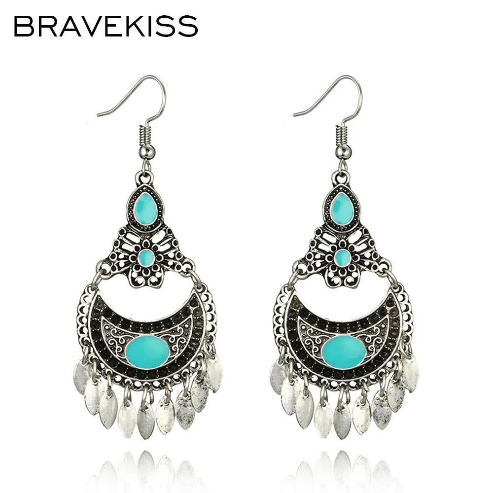 BRAVEKISS серьги в богемном стиле 3 цвета кисточкой Модные украшения аксессуары для