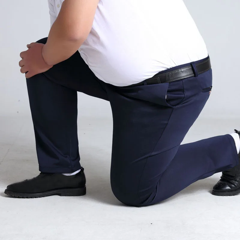Темно-синий MFERLIER весна лето мужские брюки 5XL 6XL 7XL 8XL 9XL 10XL Талия 138 см плюс размер эластичный вес 145 кг Большой размер Брюки мужские - Цвет: Темно-синий