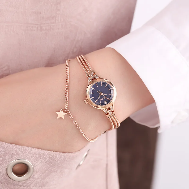 Women's watch Korean style fashion small round dial compact steel band bracelet Waterproof lady wrist quartz watch