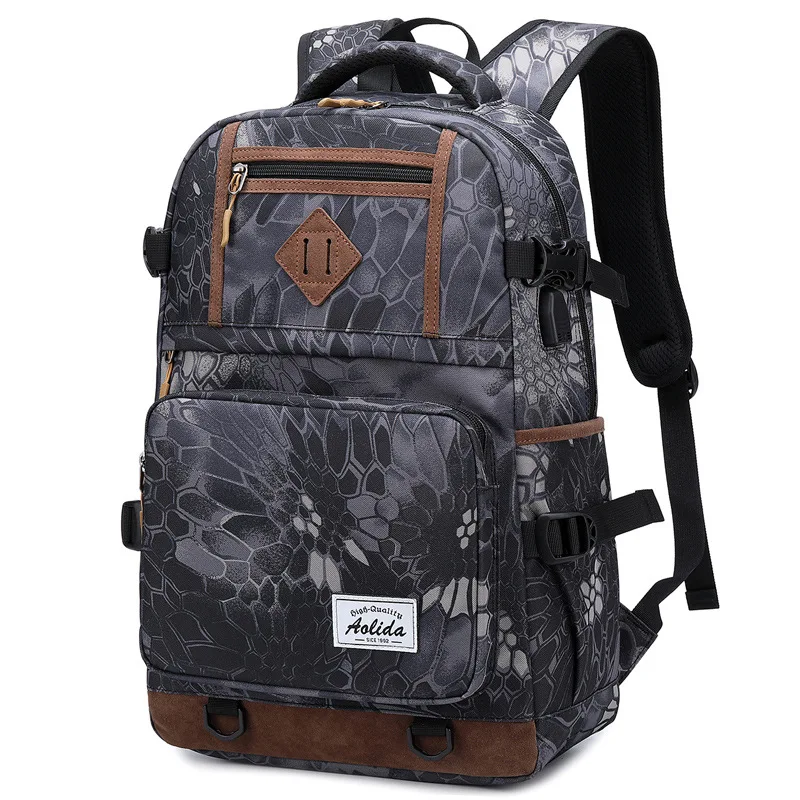 

NEW Military camouflage nylon school bag Large-capacity travel laptop backpack USB interface school backpack mochila escolar