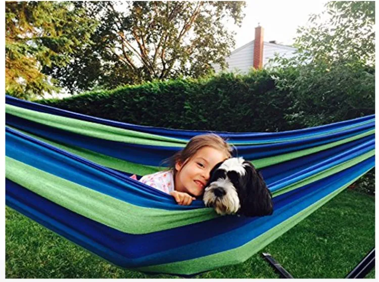 

1pcs Portable Hammock Outdoor Hammock Garden Sports Home Travel Camping Swing Canvas Stripe Hang Bed Hammock Red Blue 190 x 80cm