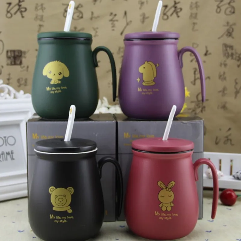 Креативный мультфильм керамические кофейные кружки с крышкой пара фарфоровая
