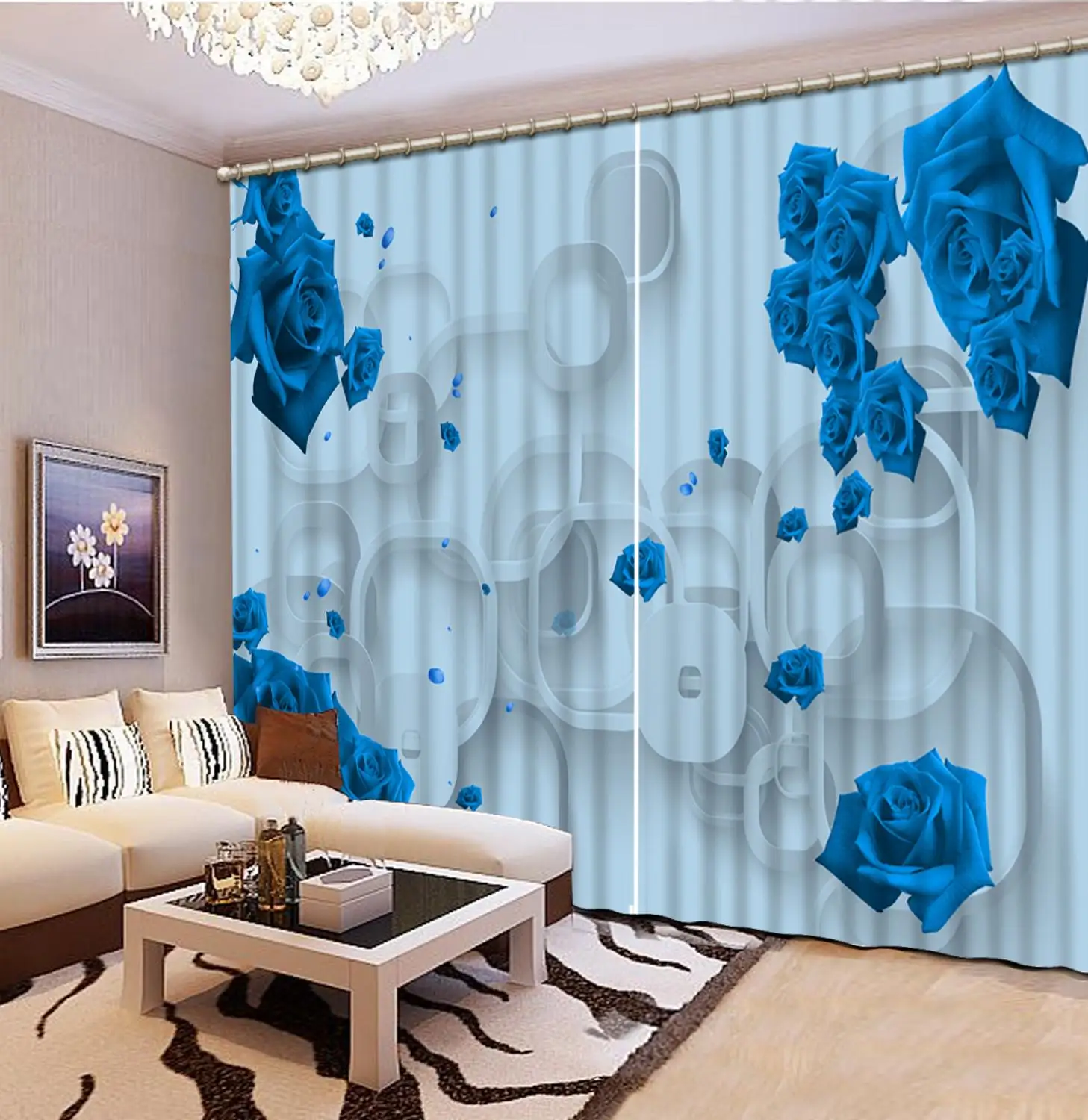 Современные занавески для кухни индивидуальные 3D гостиной Круглые Цветочные