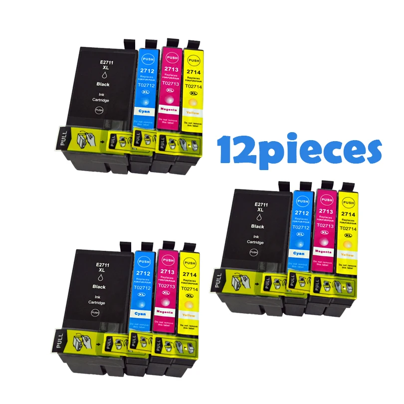 12 шт. в упаковке T2711 для Epson чернильных картриджей T2712 T2713 T2714 рабочей силы WF 7110 7610 7620