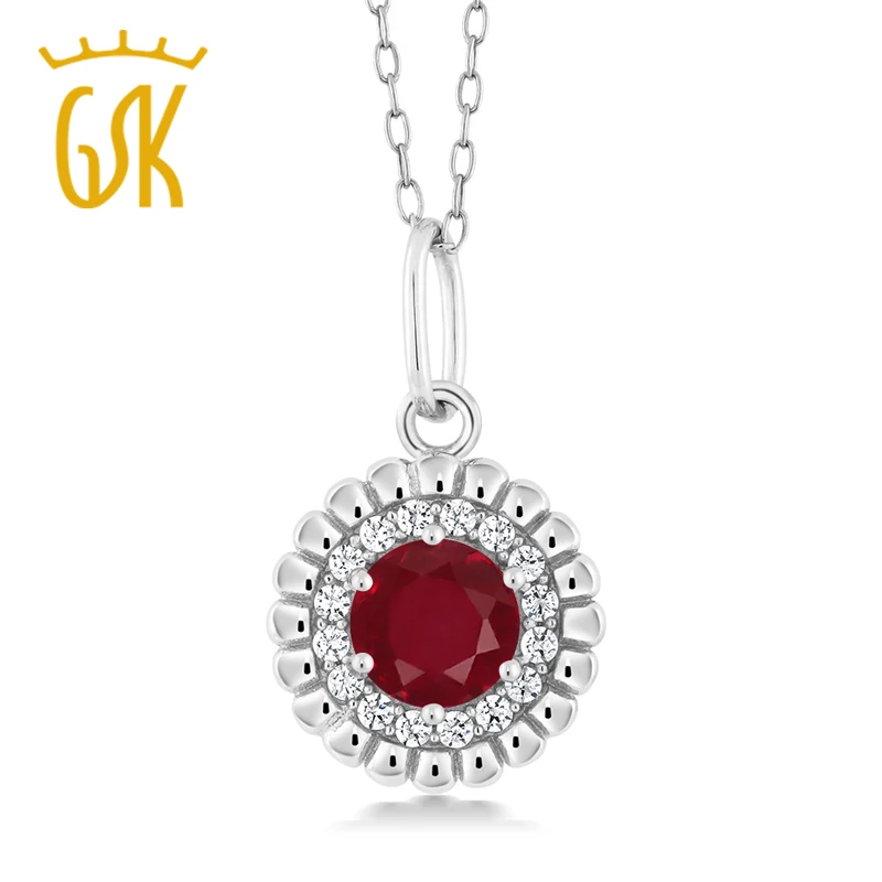 0.63 ct Круглый красный рубин 925 Серебряный кулон ювелирные юбилей происхождения